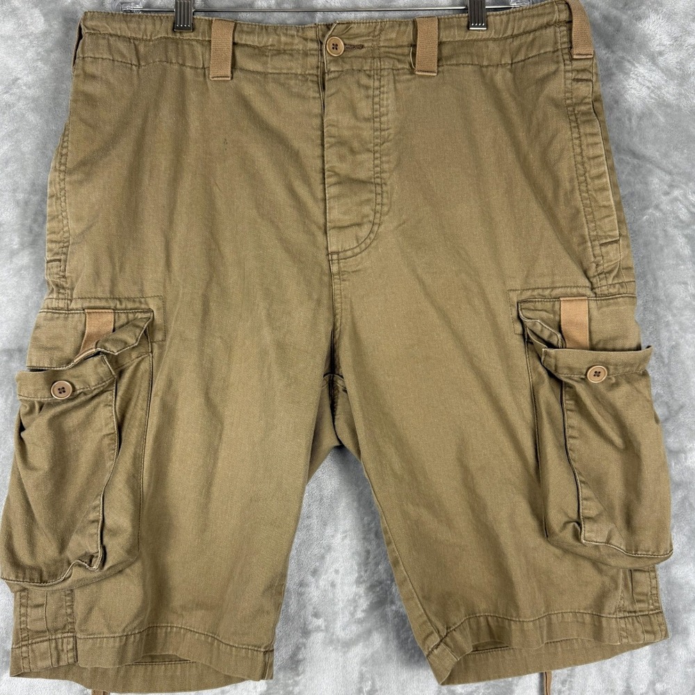 DKNY Mens Cargo Shorts Tan Khaki‎ Utility Pockets Relaxed Fit Size L